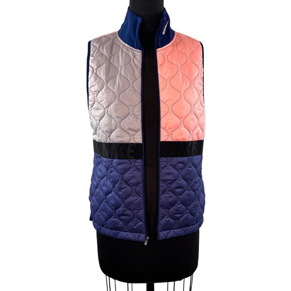 NIKE Aerolayer Multi Running Vest Colorblock Quilted Mock Neck Full Zip Medium M - Picture 1 of 8